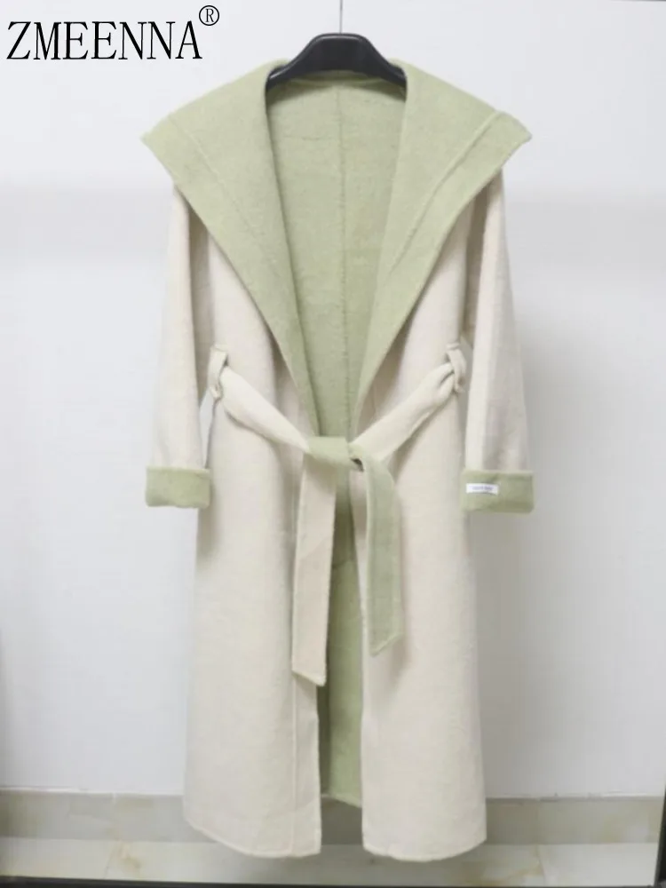 

ZMEENNA Stylish Wool Blend Jacket For Women With Notched Collar And Long Sleeves Pockets Casual Outerwear ZM4083