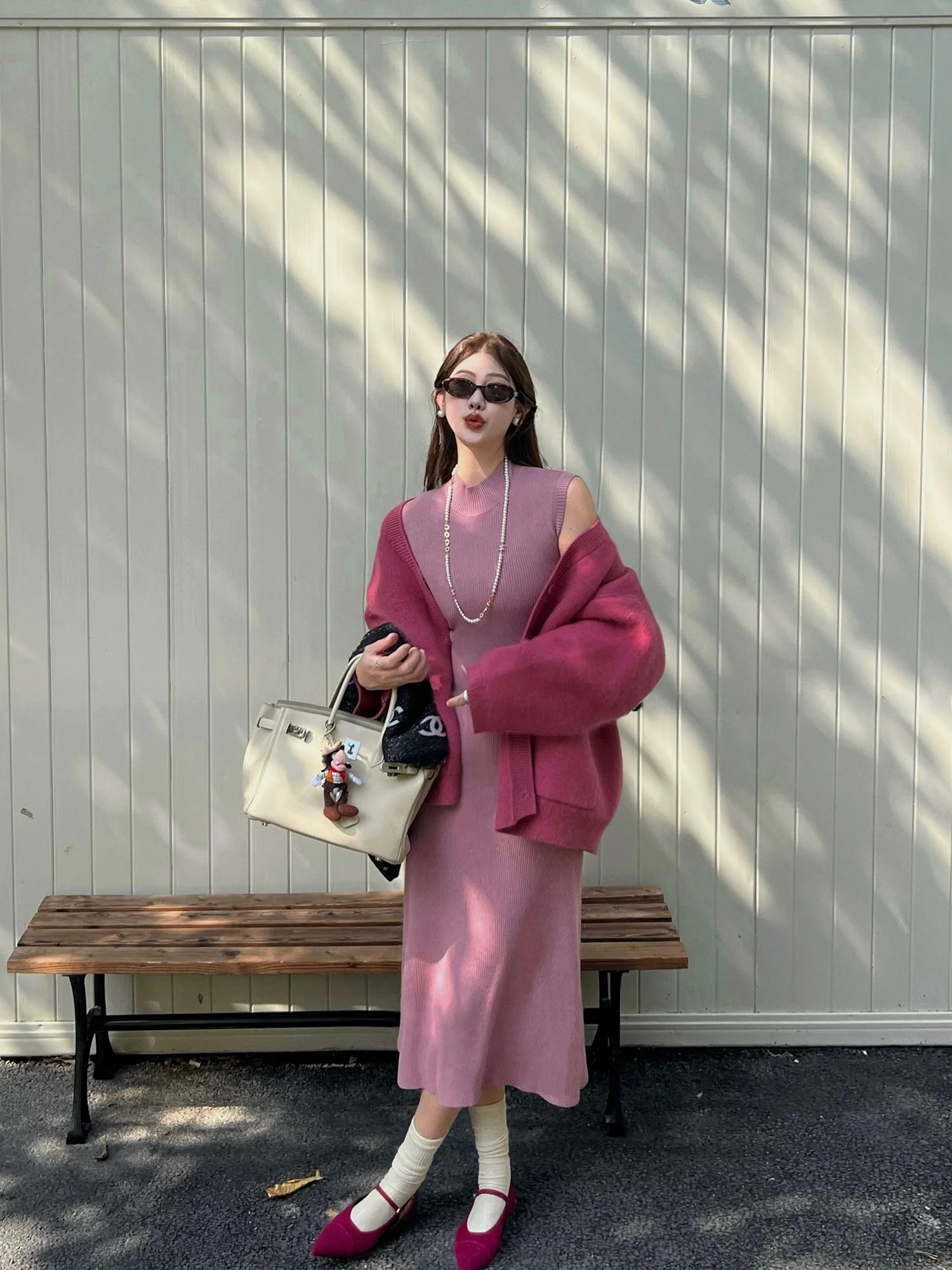 

Romantic Retro INJUNE Dr Cozy Bear Fur Wool Large Sweater Open Cardigan Women's Knitted Long Sve round Ne Thiened A...