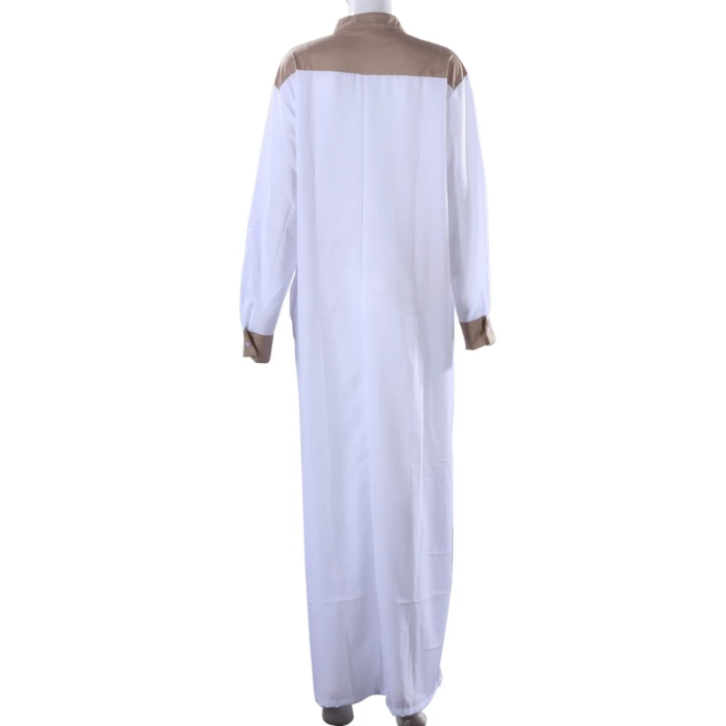 Muslim Clothing Arab Middle East Jubba Thobe Contrast Color Muslim Dress for Men Dropshipping