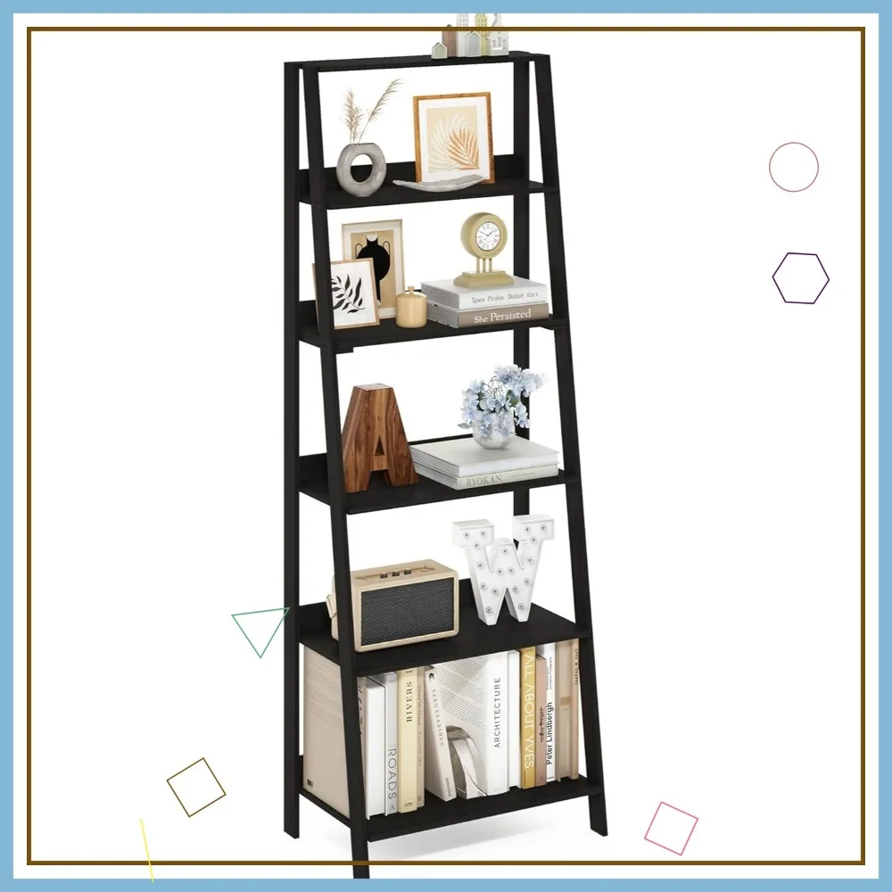 

6-уровневая полка-лестница, деревянный органайзер для хранения книжного шкафа для гостиной, домашнего офиса, отделка эспрессо