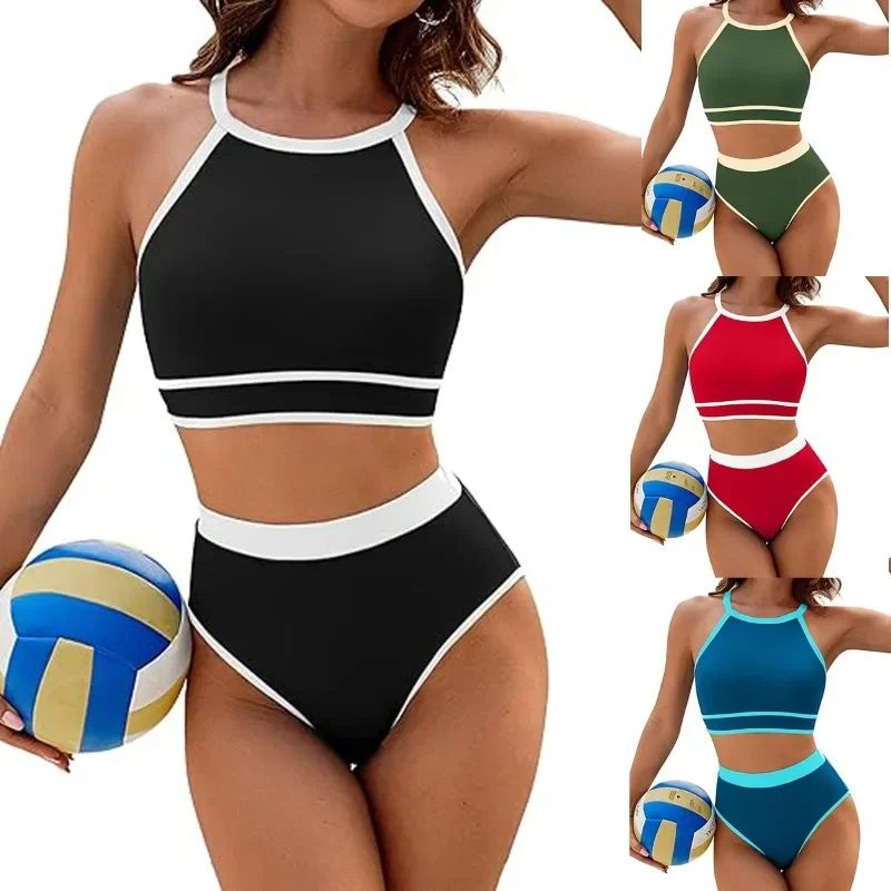 

Sports Swimsuit Women Two Piece Set Bathing Suit High Waisted Bikini Set Summer Beach Swimwear Monokini