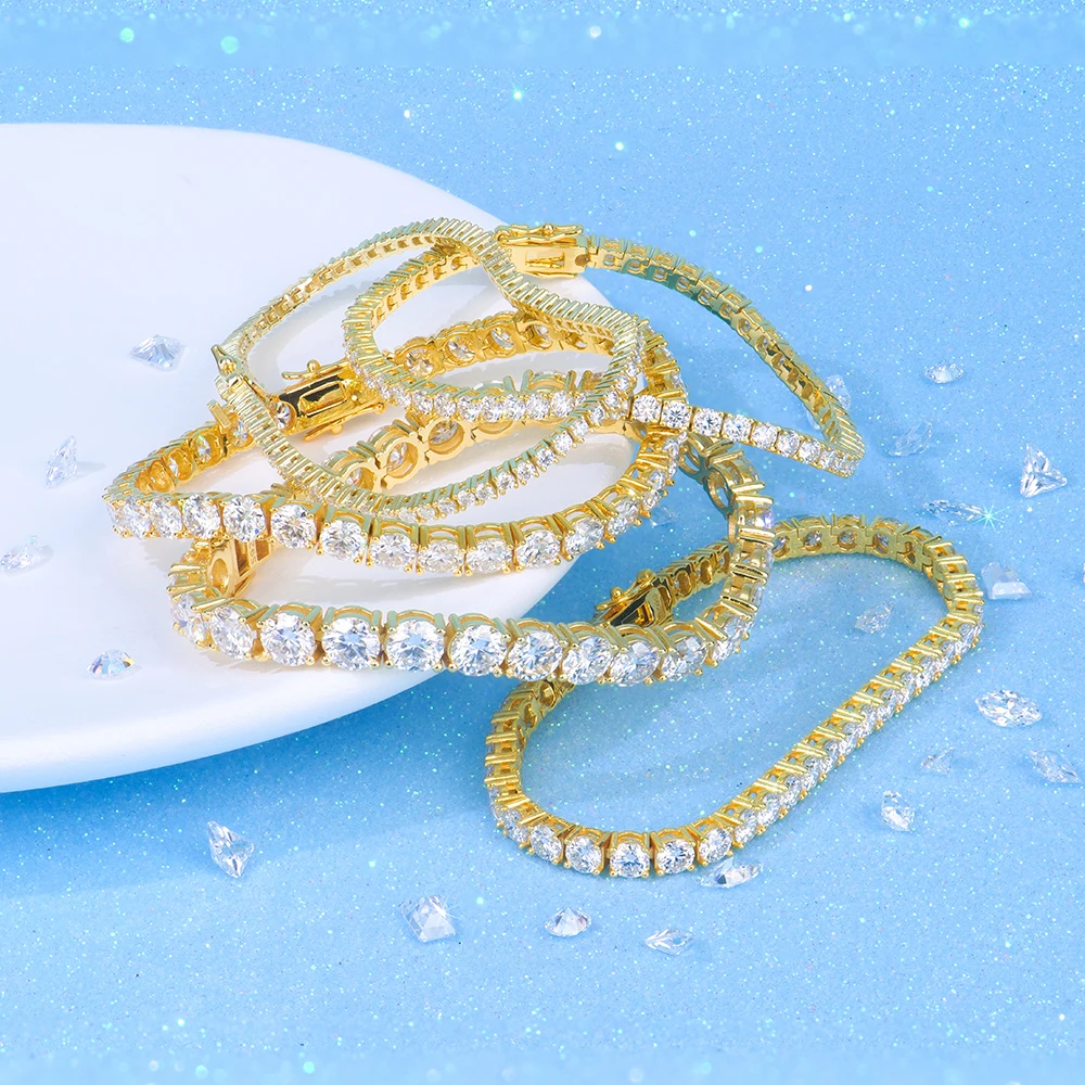 

2-6mm Women Hip Hop Gra Certified Jewelry Sterling 925 Silver Vvs Diamond Mossanite Moissanite Tennis Chain Bracelet