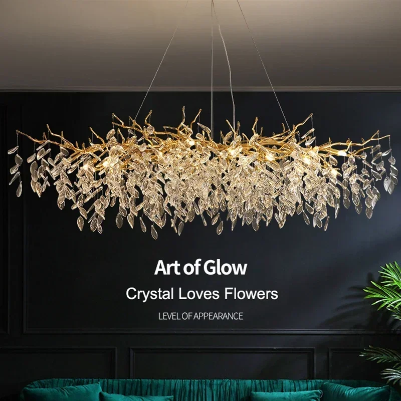 Imagem -03 - Luxo Golden Branch-shaped Cristal Led Teto Lustre Simples Villa Duplex Sala de Estar Americano Moderno