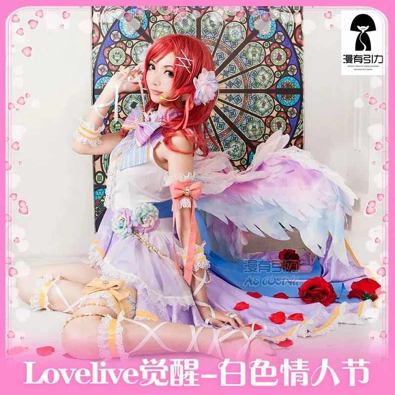 Clearance Sale Anime LoveLive Awaken White Valentine's Day Cosplay Costume Umi Kotori Nico Maki Halloween Uniform Women Dress