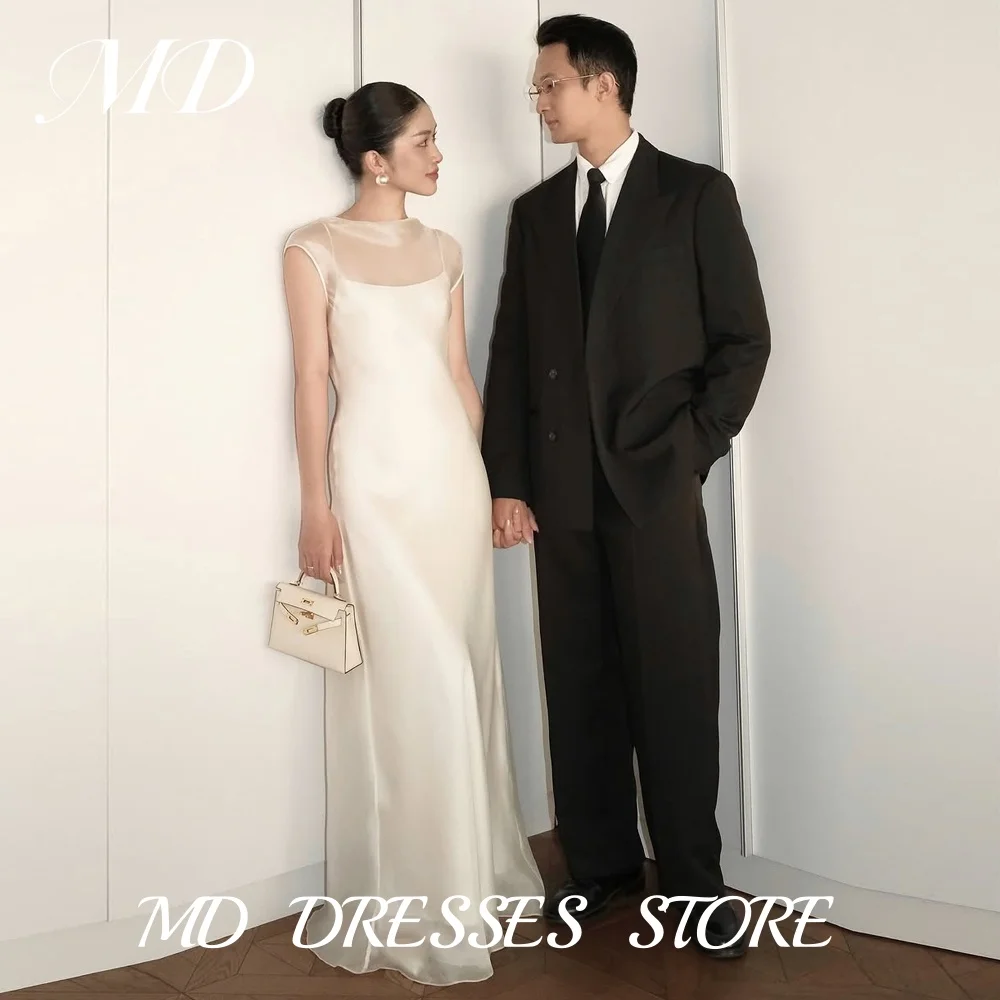 MD Elegant Spaghetti Strap A-line Wedding Dresses Backless Korea Photoshoot Sleeveless Floor-Length Party Dress Customized 2025