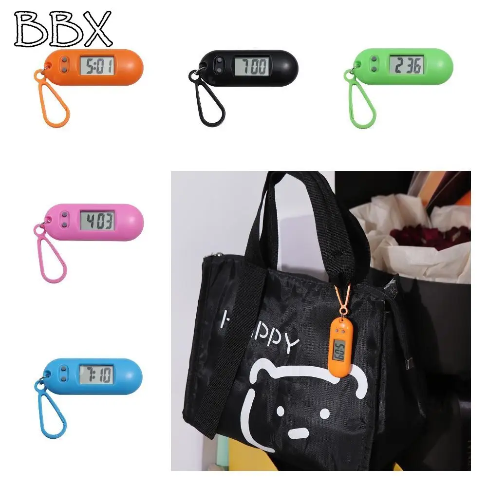 

Key Display Digital Electronic Clock Keychain Table Time Display Oval Watch Electronic Watch Keyring Small ABS
