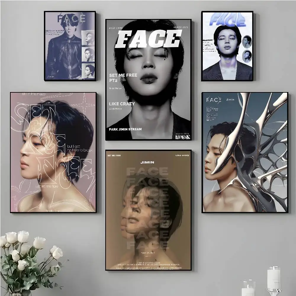 المغني J-Jimin Kpop الوجه لتقوم بها بنفسك لزجة ملصق ذاتية اللصق الفن ورق مقاوم للماء ملصق مقهى بار غرفة جدار ديكور