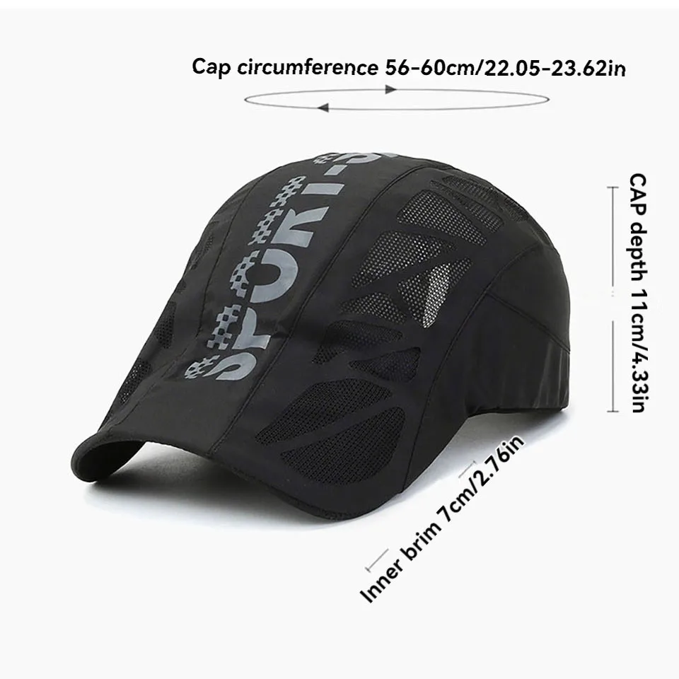 Kokossi boné com viseira ajustável, absorção de suor, esportes de verão, chapéus de sol, malha respirável, chapéu de golfe, moda sólida, boné plano