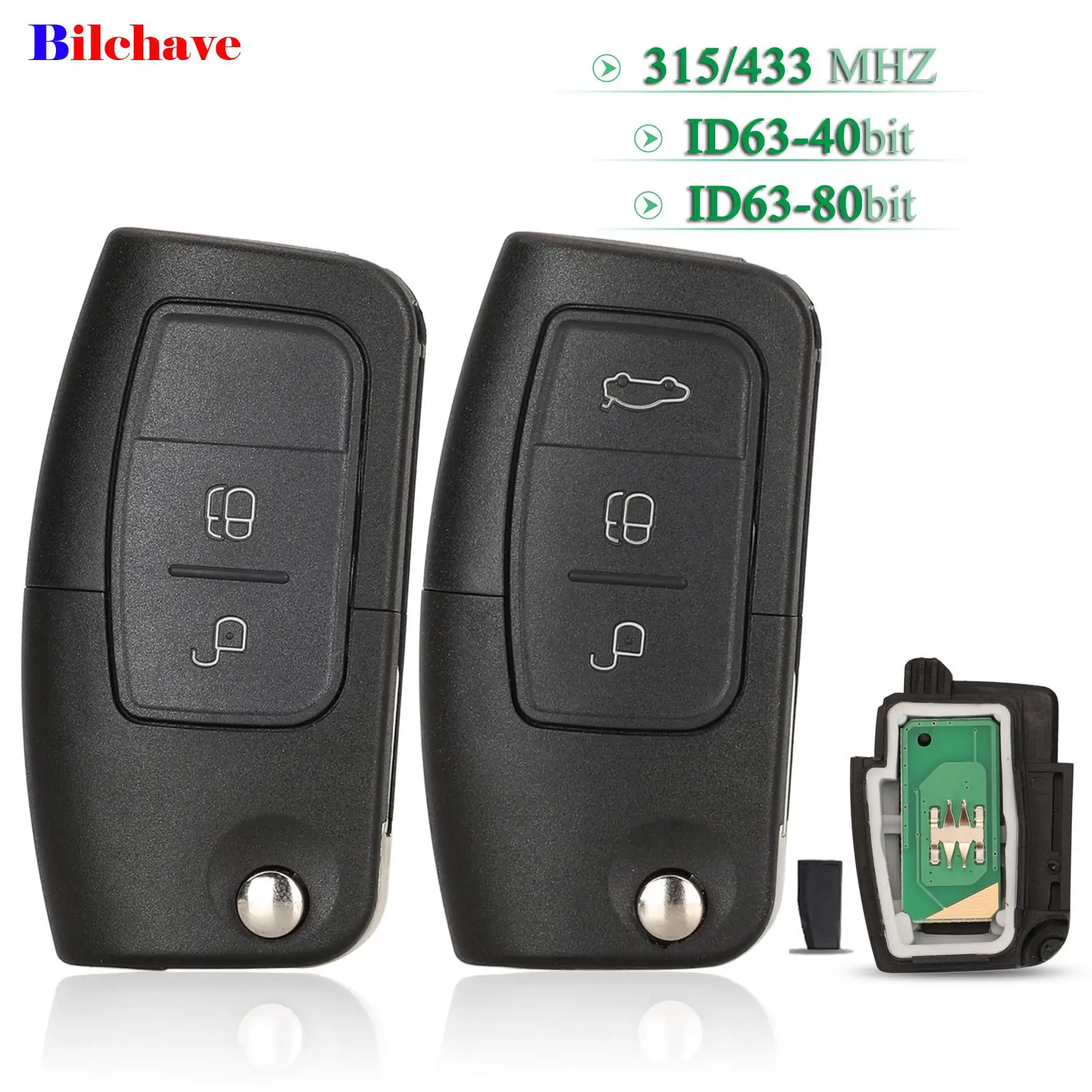 jingyuqin 2/3 przyciski do Ford Eco Sport 2013-2017 Focus MK 2 2009 Fob 315/433MHz ID60 4D63 Zdalny kluczyk samochodowy Hu101/Fo21 Blade