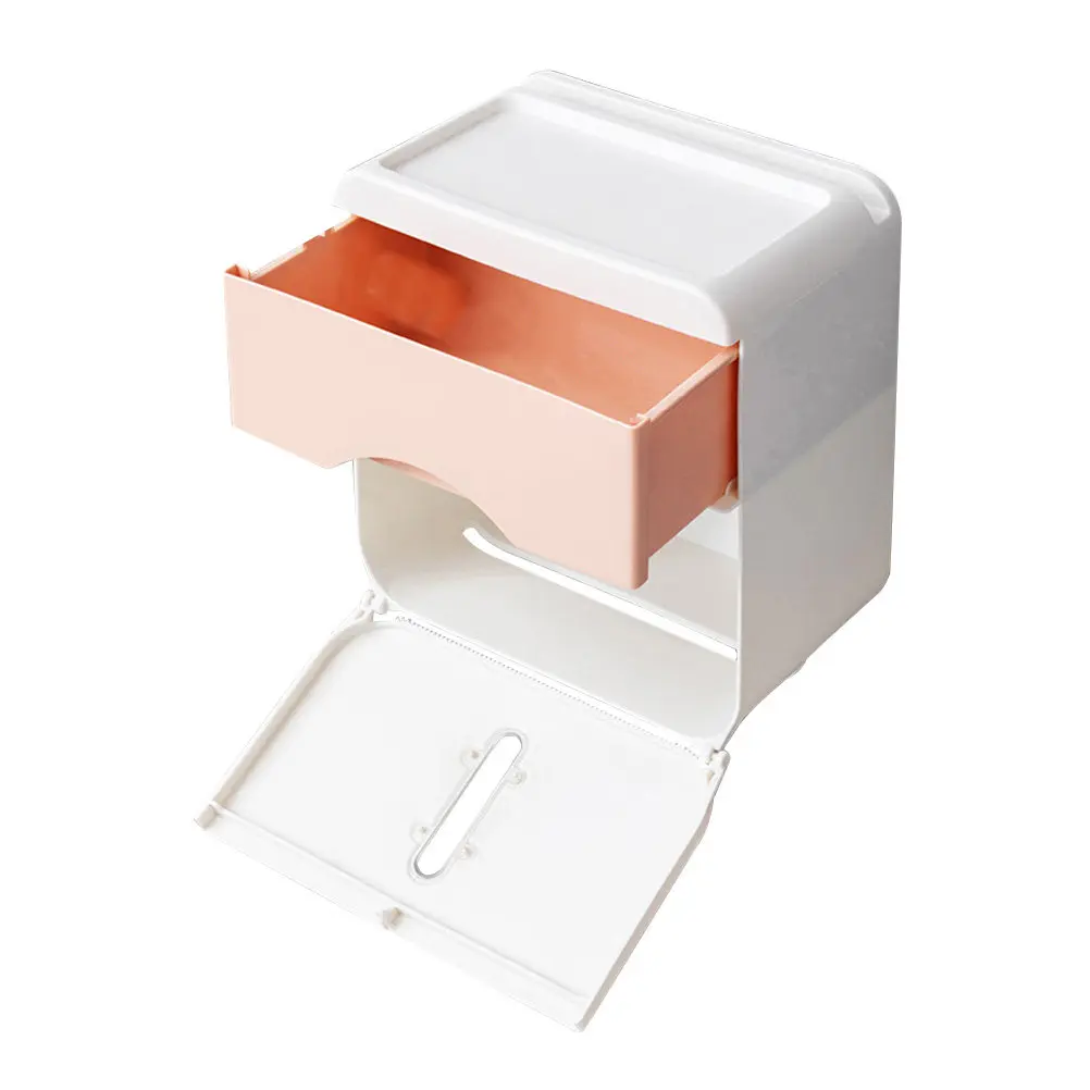 

Modern Bathroom Organizer Toilet Paper Box with Storage Drawer Heavy Duty No Punching Design for Home Hotel Tidy