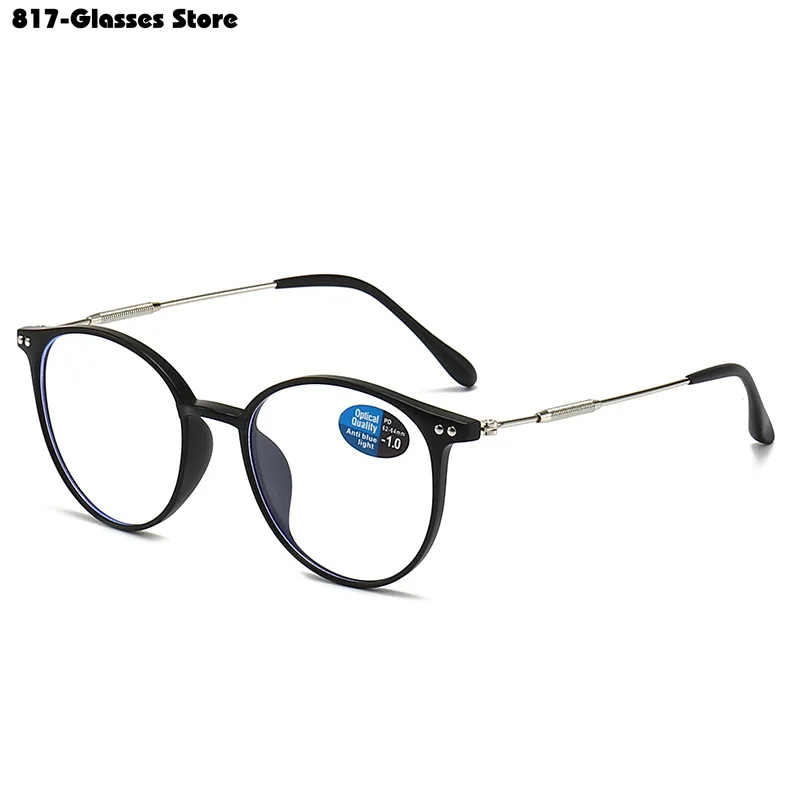 Retro Round Myopia Glasses Women Men Vintage Finished Ladies Eyewear Finished Prescription Eyeglasses 0 -0.5 -0.75 To -6.0