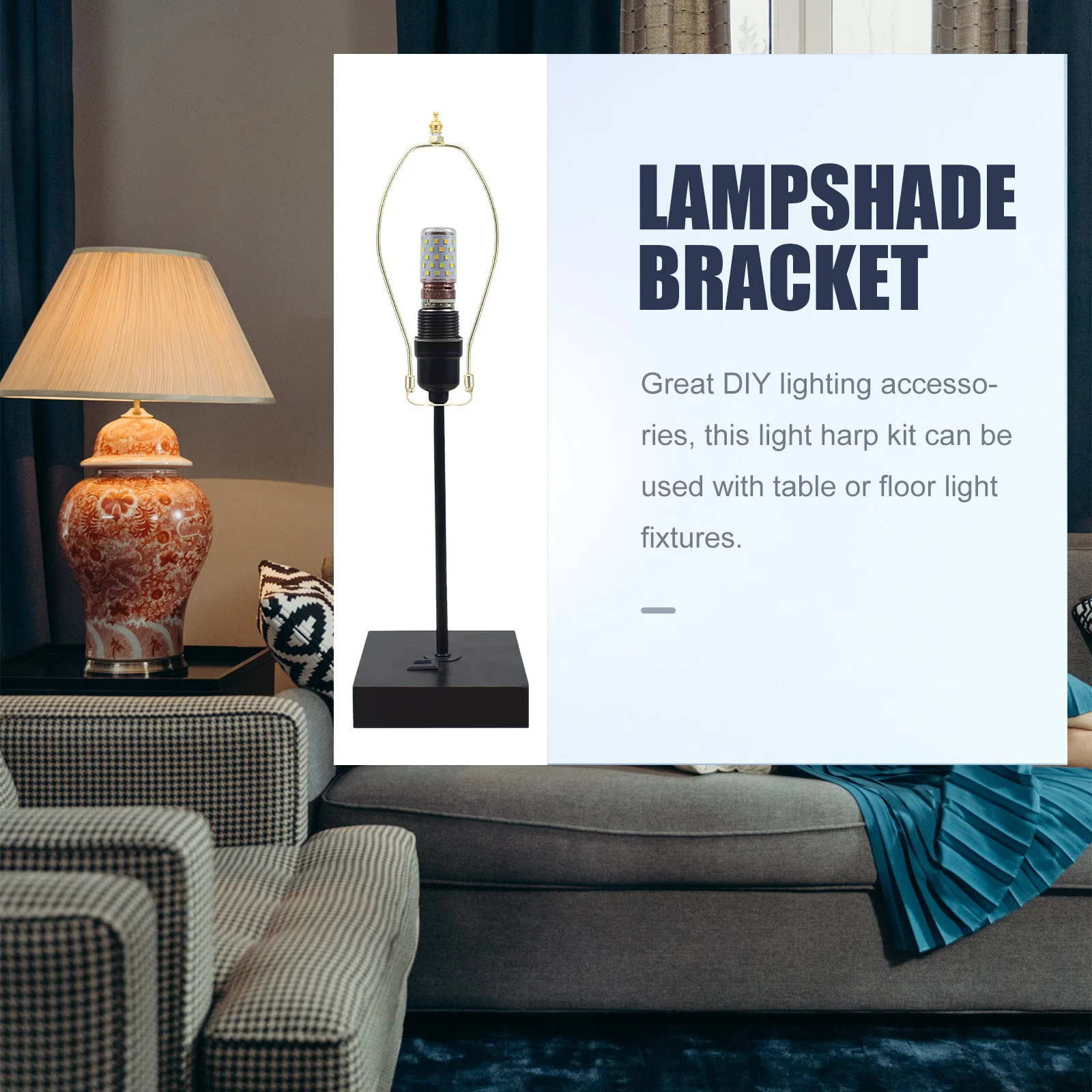 

2 шт., держатель арфы для лампы, хромированный металлический кронштейн для лампы для напольных настольных ламп, рамка для абажура с рогом, стабильный кронштейн для рогового светильника