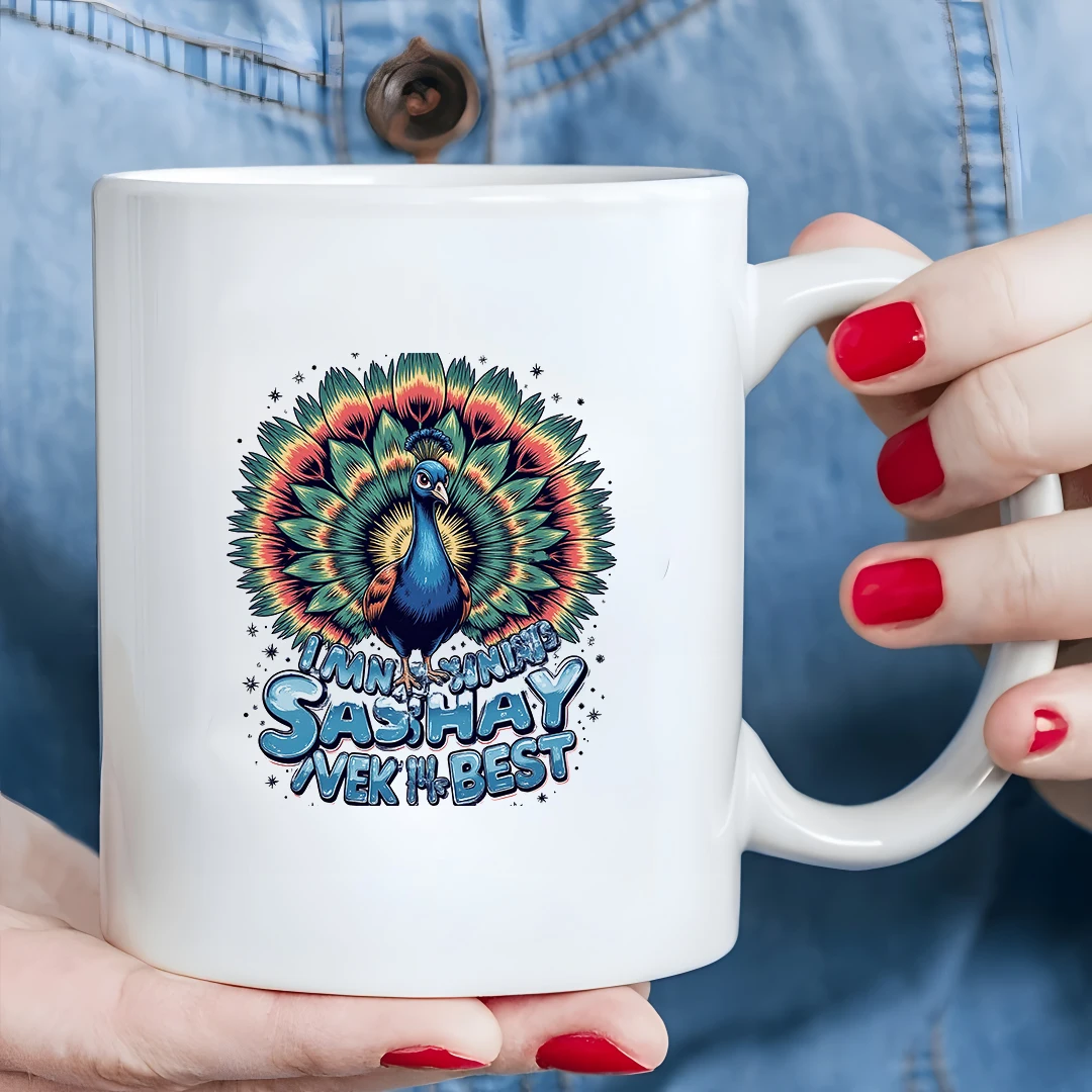 

11oz Peacock Rainbow Mug + Kids Creative Drink Cup Christmas Family Office Cup