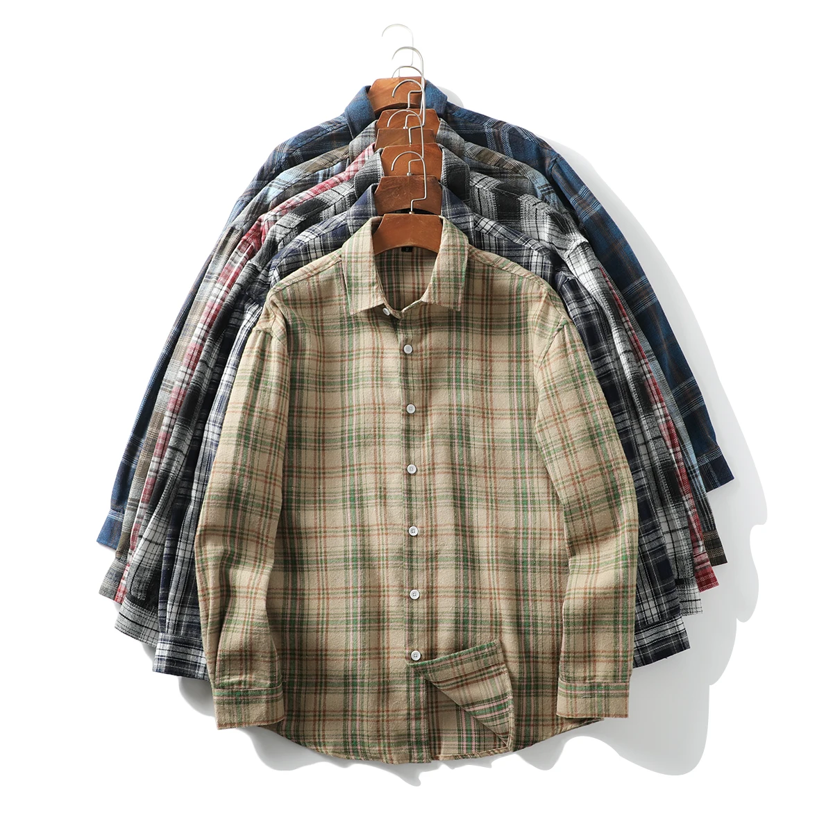 

Мягкие, удобные, цветные, тканые, в клетку, с воротником, повседневные, для мужчин, весна-лето, классические, универсальные, модные, длинные све-стойки