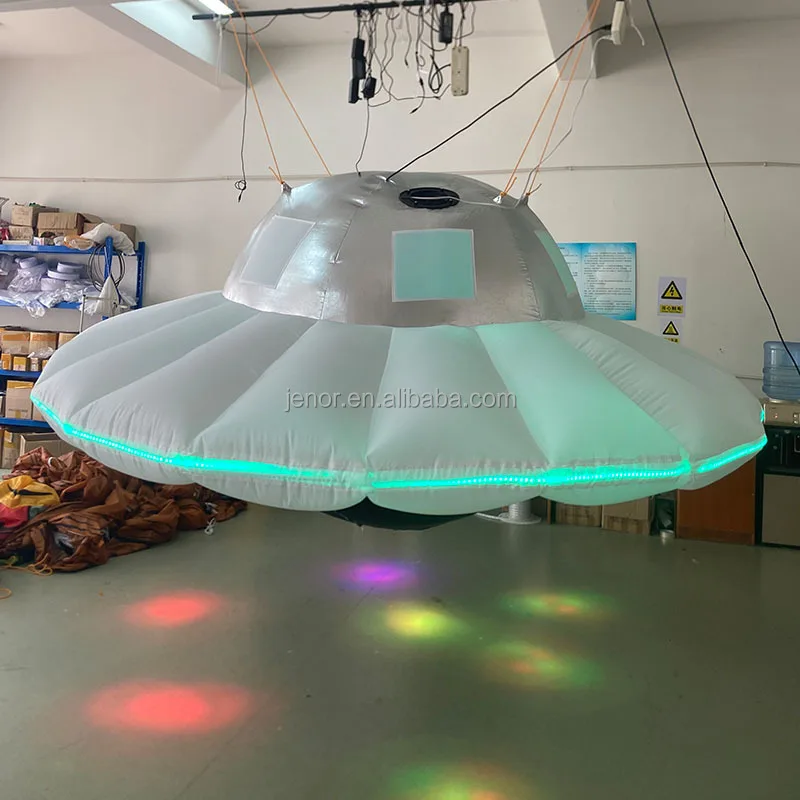 Event Party Decoration Light Emitting Diode Lighting Flight Inflatable Flying Saucer Spaceship Model