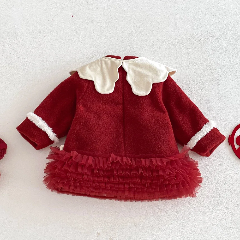 Chinese Style New Year Children Dresses For Girls Red Color Tassel Quilted Warm Winter Kids Boutique Clothing Christmas Dresses