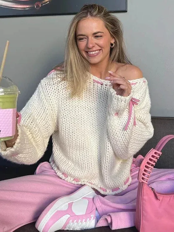 

Свободный длинный вязаный свитер Sve из полиэстера и волокна для поездок на работу, обычная длина све, круглый, нелоновый, с традиционным узором