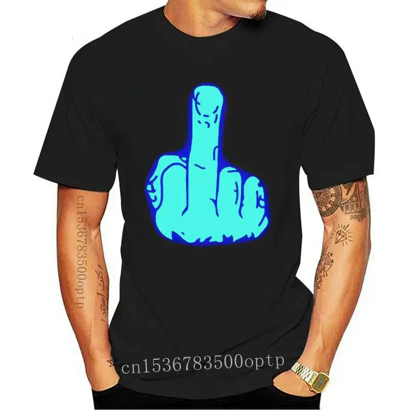 

New Middle Finger T Shirt Glow Fashion Mens Black Color Middle Finger Logo Noctilucent T Shirt Top Tees tshirt Glow Clothes Unis