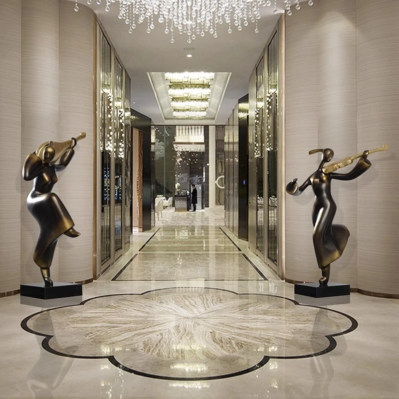 HHHHHotel Lobby Lady Ornament Welcome Figure Sculpture Large Floor Decorative Artwork