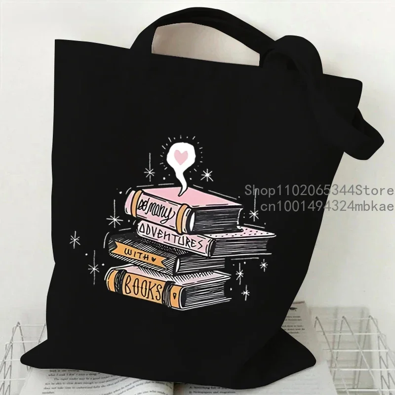 Just A Girl Who Loves Books Canvas Tote Bag Women Reusable Shopper Bag Vintage Rose Books Fashion Read Lover Shoulder Handbags