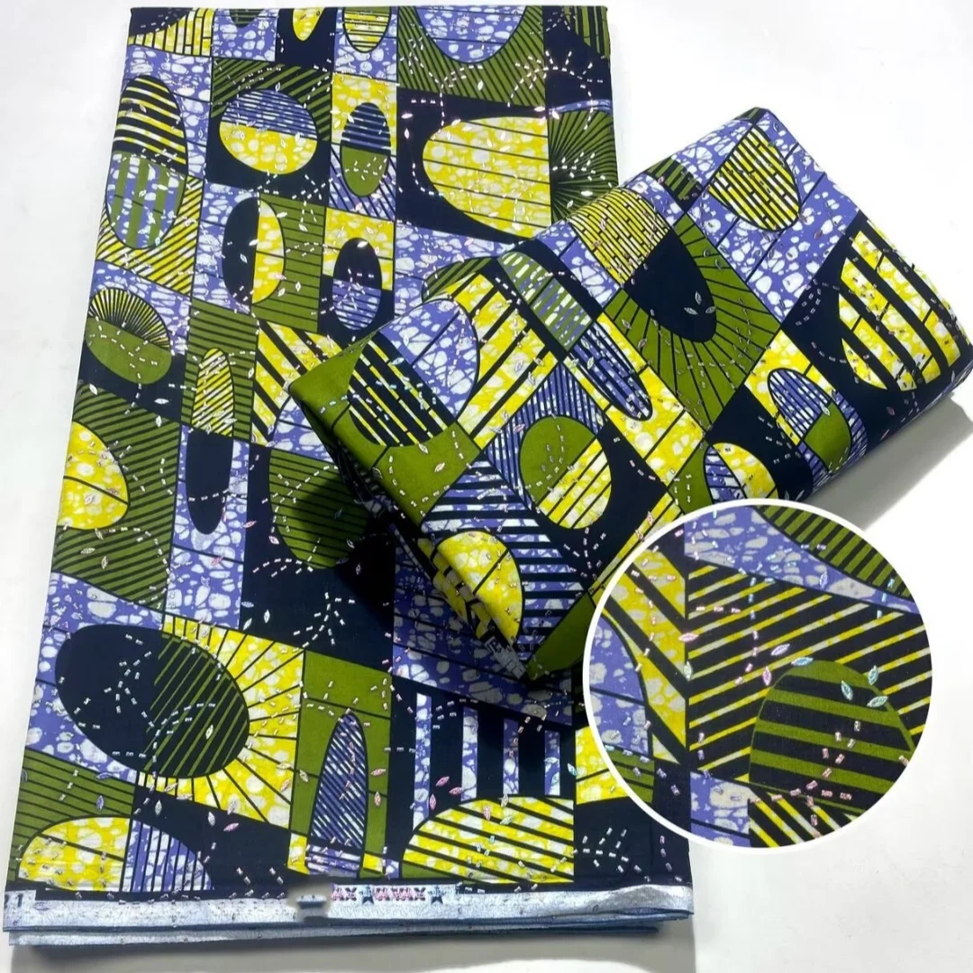 

2026 New Style African Fabrics Nigerian Wax Print High Quality African Crystal strips supe- Wax Fabrics For Patchwor 3C1