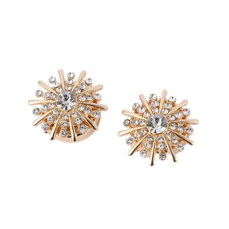 New Rhinestone Cufflinks for Women Shirt Button Crystal Cuff Links Fashion Luxulry Jewelry DIY Decoration Clothes Accessories