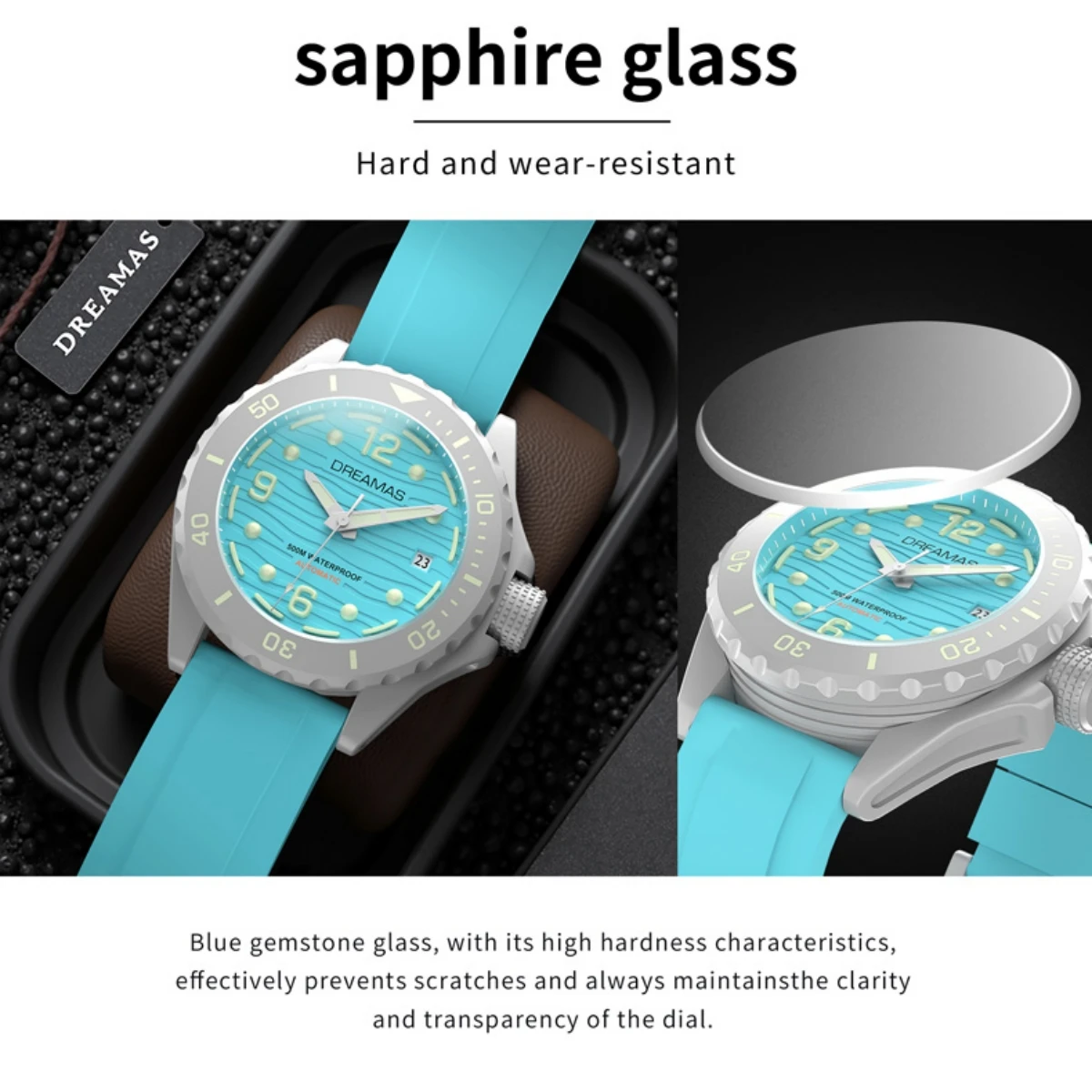 DREAMAS Men's Premium Mechanical Watch Titanium Alloy Diving Watch Swiss Super Luminous Watch D0382G8