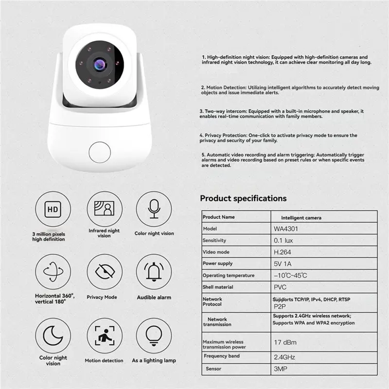 dt24-tuya-wifi-3mp-smart-security-camera-indoor-home-ir-night-vision-two-way-audio-64g-card-support-alexa-for-google