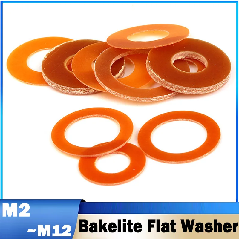 100~500Pcs M2 M2.5 M3 M4 M5 M6 M8 M10 M12 Bakelite Circular Gasket/Washer High Temperature Resistant Insulation Gasket