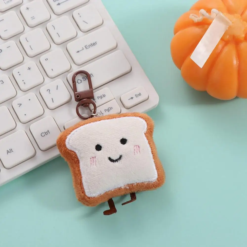 Soft Toast Bread Plush Bread Keychain Charm Decoration Cute Key Chain Creative Bear Bread Keyring Backpack Pendant