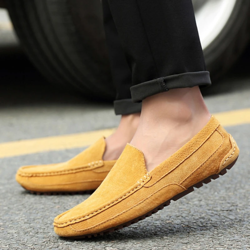 Wildleder-Loafer für Herren, luxuriöse Freizeitschuhe, leichte Herrenschuhe, Mokassins, flache Schuhe mit weicher Sohle, handgefertigte Slipper zum Hineinschlüpfen, Fahrschuhe_voghion.com