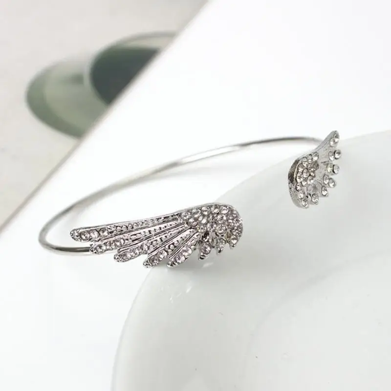 Angel Wings Silver Color Open Bracelet For Women Trendy Accessories Simple Adjustable Bangle Party Jewerly Gift