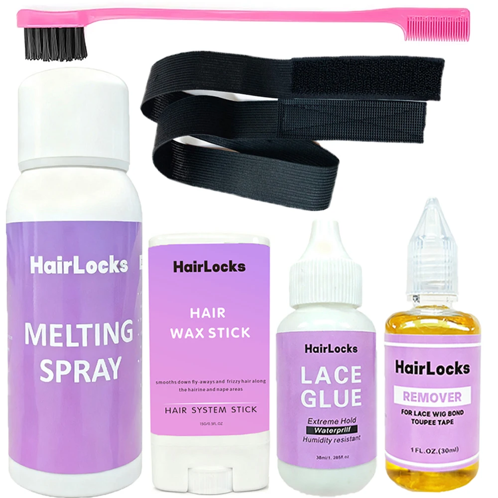 6Pcs/Set Got2b Wig Installation Kit with Glue Spray Wax Sticks Hair Bands Brushes - Wig Glue And Remover Tools
