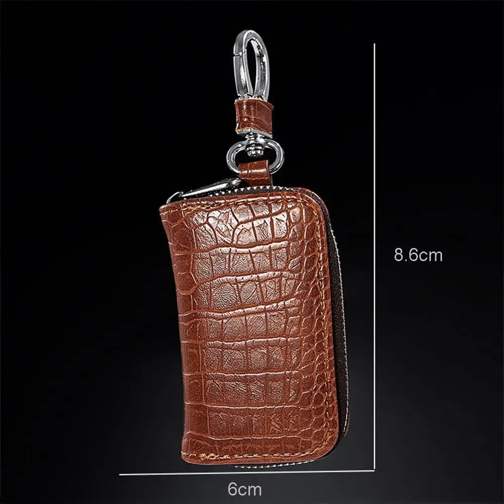 Chaveiro multifuncional com padrão de crocodilo, chaveiro masculino com chaveiro, carteiras para chave de carro, bolsa para chave com zíper