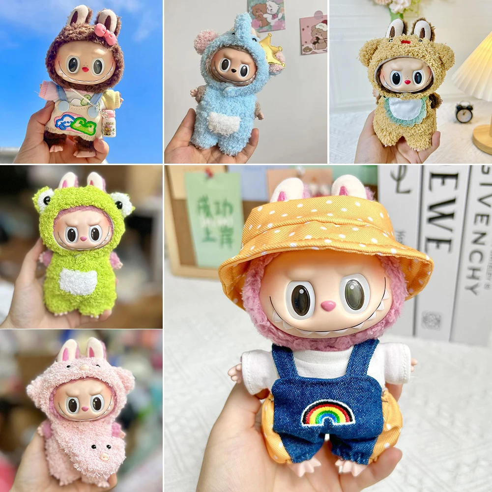 17cm Cute Mini Plush Doll'S Clothes Outfit Accessories For Korea Kpop Exo Labubu Idol Dolls Bear Jumpsuit Clothing DIY Kids Gift