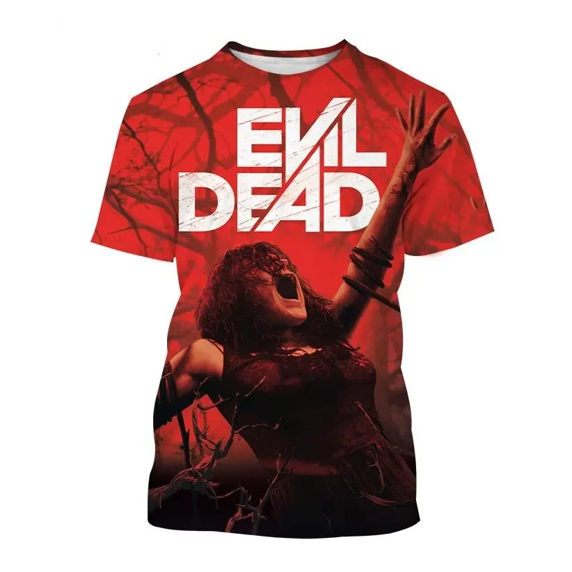 Horror Movie The Evil Dead 3D Print Men T-Shirt Summer Scary Hip-hop Streetwear Fashion Outdoor Breathable Unisex Short Sleeve