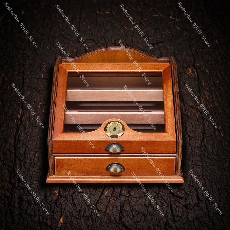 Cedar Wood Cigar Humidor, Large Capacity Spanish Cedar Cigar Box with Hygrometer, Professional Humidor Cabinet for Cigars
