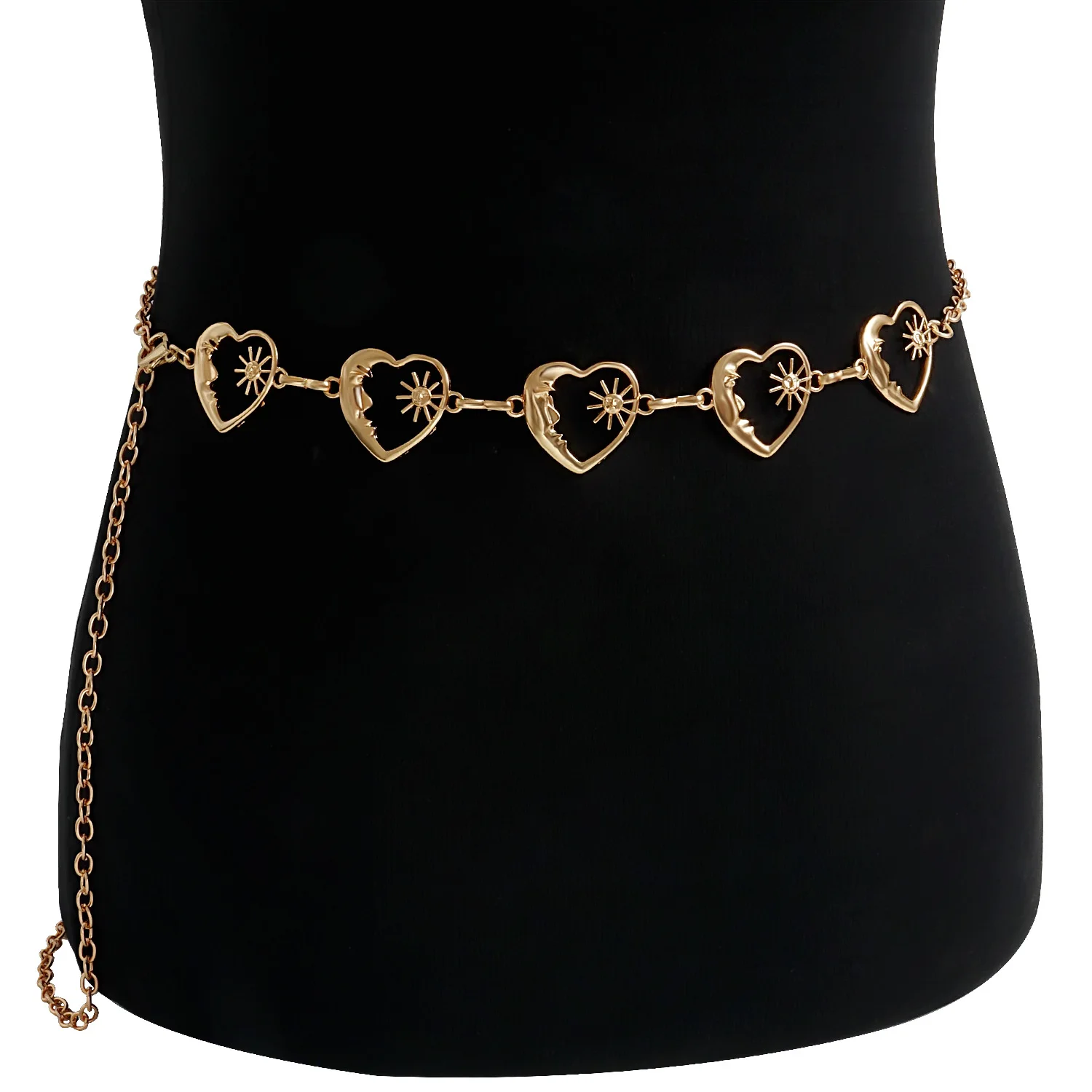 Corrente de cintura de metal amor feminino moda corpo jóias na moda corrente de quadril para jeans vestido ins estilo coração cinto acessório