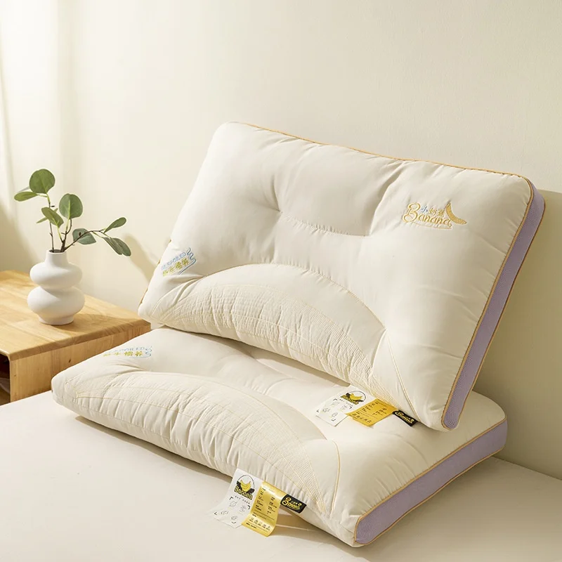 Small Banana Shaped Neck And Shoulder Support Pillow Pair Non-Sagging Deep Sleep Home Use Pillow Core for Students Dormitory