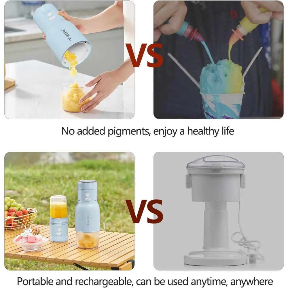 Shaved Ice Machine Juice Blender 2 in 1 Snow Cone Machine Portable Smoothies Blender Cordless Electric Rechargeable BPA Free