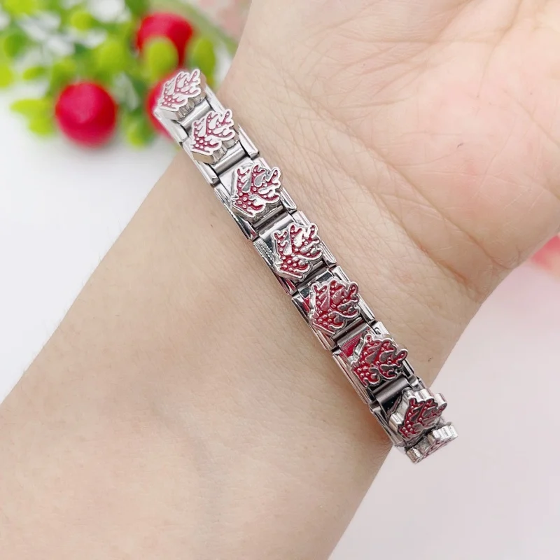 Sea Life Italian Stainless Steel Charm Bracelet Fish Starfish Turtle DIY Module Assembly Remove Bracelet 9mm Bracelet Jewelry