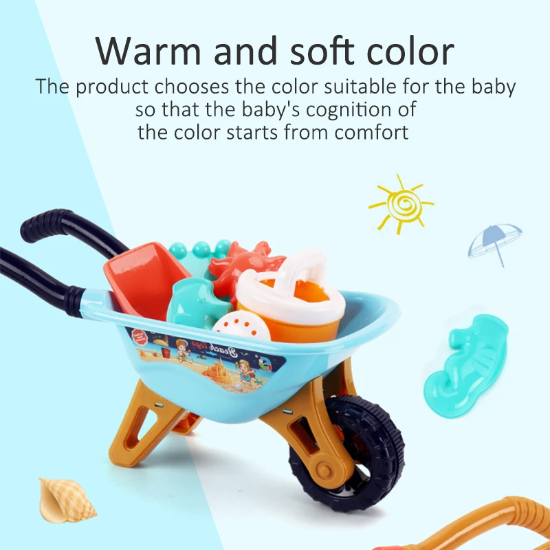 Beach Toy Stroller Kids Excavator Toy Kids Wheelbarrow Kid Sand Toys Set Cart Beach Sand Toy Plastic Kids Sand Playset Baby