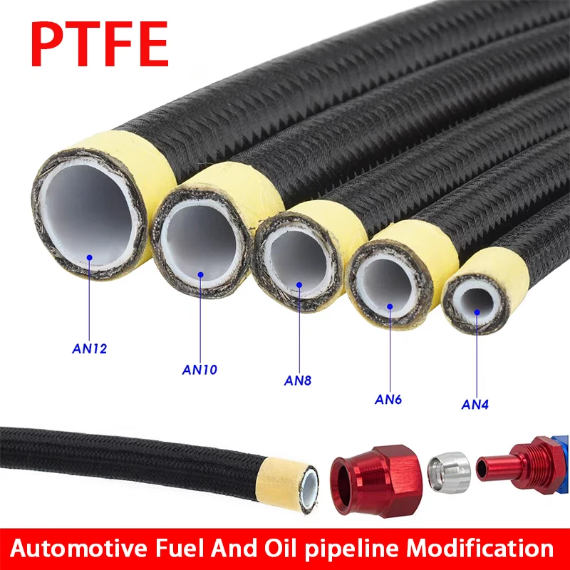 1M-10M  AN4 AN6 AN8 AN10 AN12 Racing Hose 304 Stainless Steel Braided PTFE Brake Hose Fuel Oil Line Oil Cooler Hose Pipe