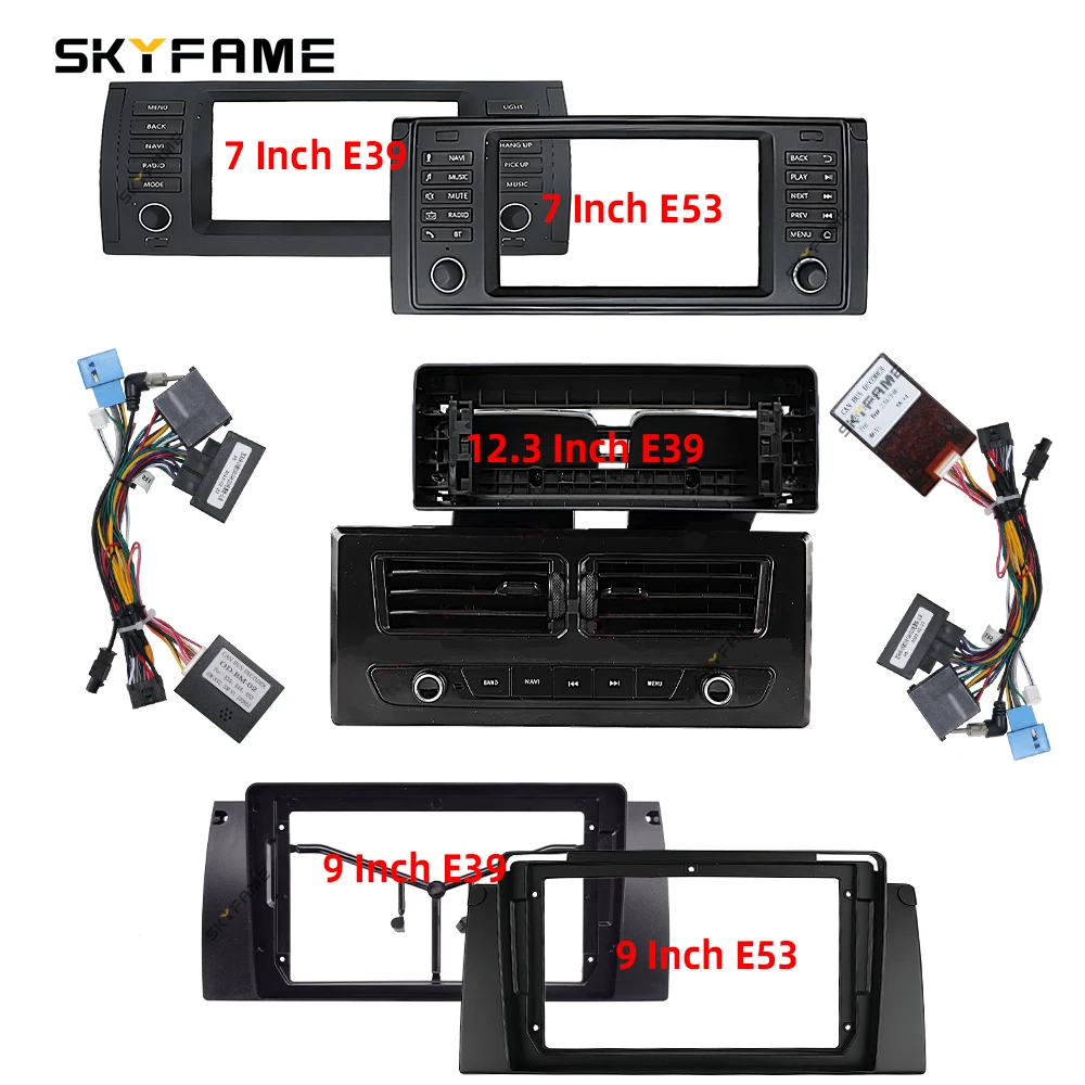SKYFAME 7/9/12.3 Inch Car Fascia Frame Adapter Canbus Android Radio Dash Fitting Panel Kit For BMW 5/7 Series E38 E39 M5 E53 X5