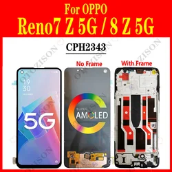 LCD For OPPO Reno7 Z 5G LCD With Frame CPH2343 Reno 7Z 8Z LCD Screen Touch Sensor Digitizer Assembly Replacement Reno8 Z 5G LCD