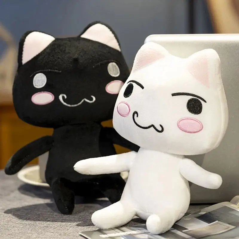 Cute Toro Inoue The Cat Plush Toy Black and White Cats Soft Anime Cartoon Animal Doll Kids Birthday Holiday Gift Collectible Toy