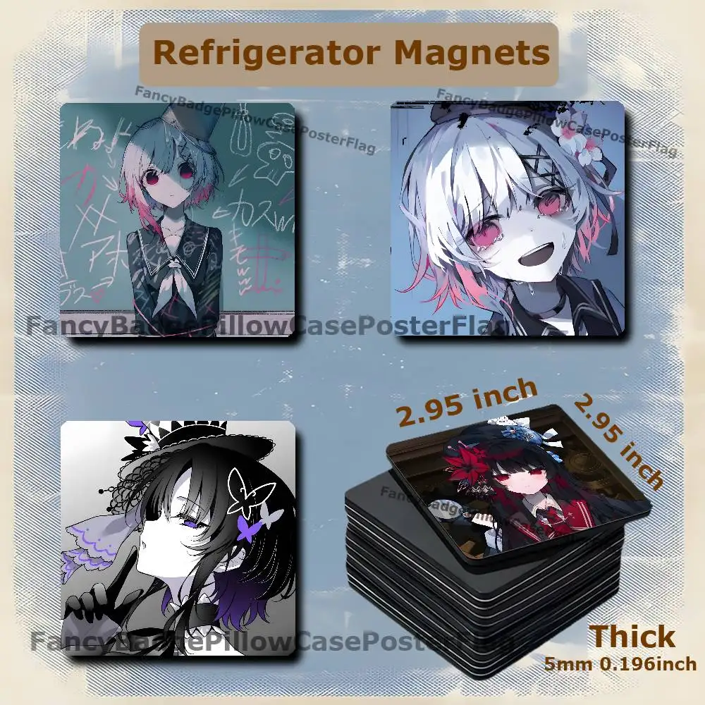 M-Magical Girl Witch Trial Fridge Refrigerator Magnet Set Creative Square Decorative Adhesive Stickers Magnets Festival Gift