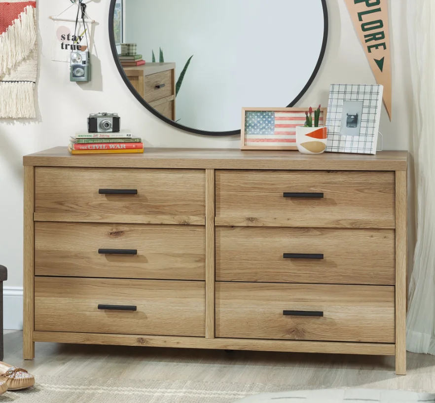 Erie Collection By  6-Drawer Bedroom Dresser, Timber Oak Finish New Usa