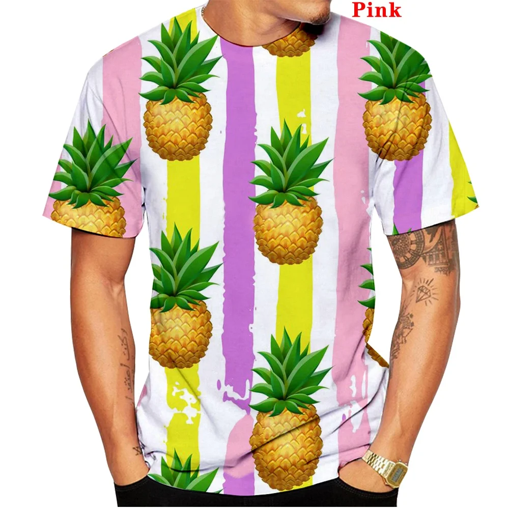 New Men\'s Women\'s Fashion Pineapple Shirt Graphic Tees Summer Short Sleeve Round Neck T-Shirt Tops