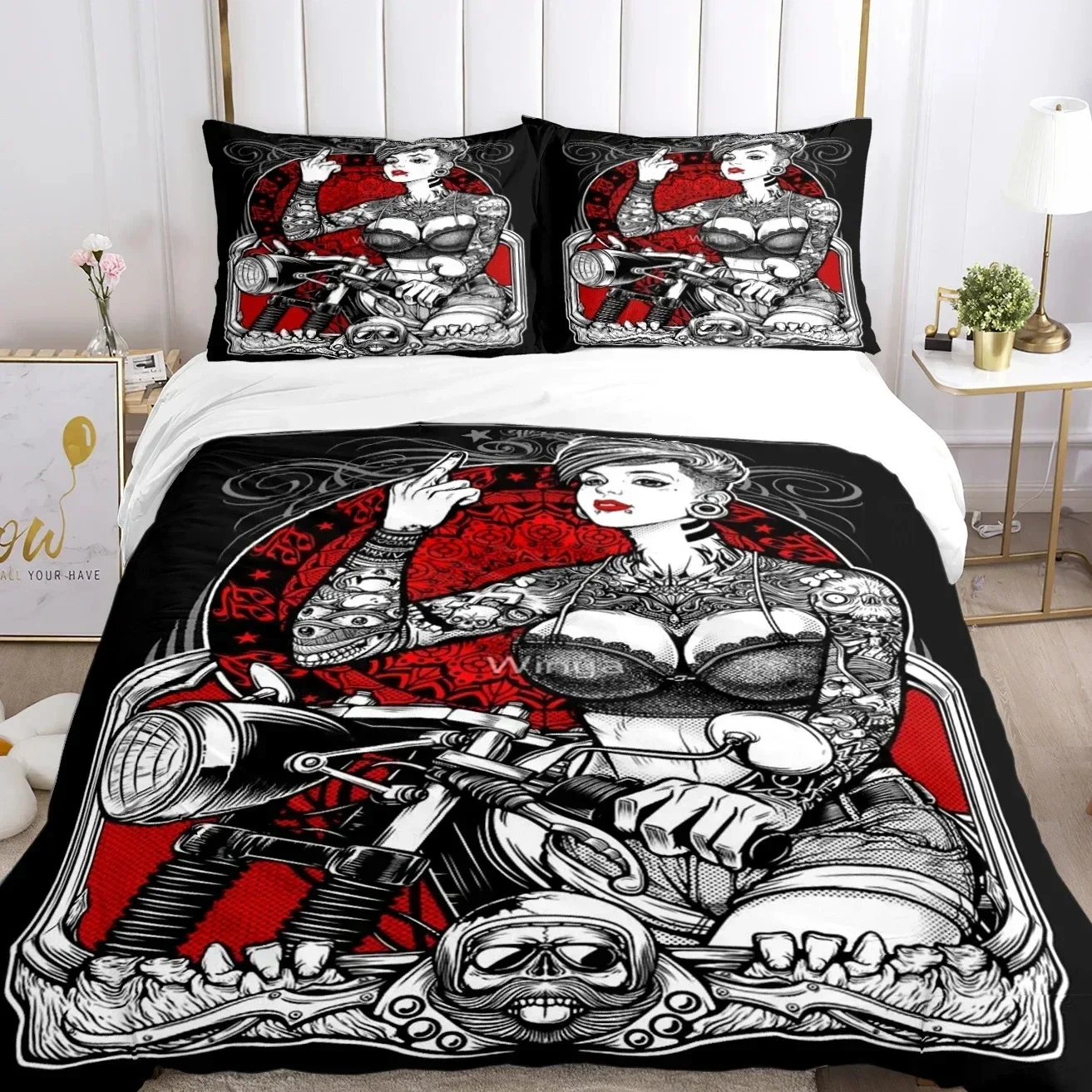 

Rockabilly Hip Hop Music 3D NEW Duvet Cover Pillowcase Bedding Set Adult Boy Bedroom Decoration Children Single Double Large